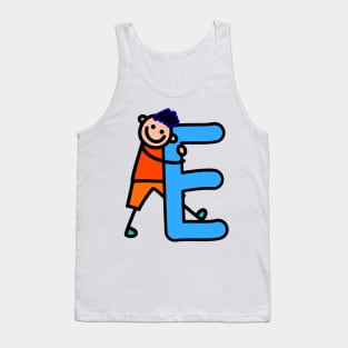 Letter E for Boys alphabet Kids Colorful Cartoon Character Tank Top